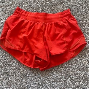 Red bright Lululemon hotty hot shorts 2.5